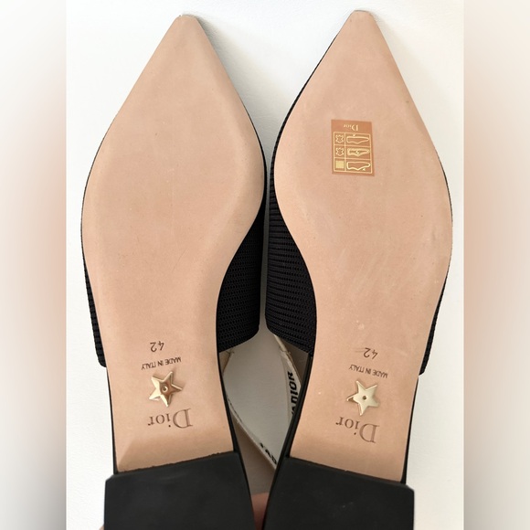 DIOR BLACK FABRIC AND RIBBON FLAT SLINGBACKS SIZE 42 - Picture 15 of 16